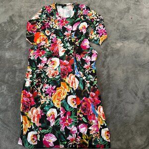 Q Neel Nordic Design Lagenlook Floral Dress Women's US 6 Wearable Art Pockets